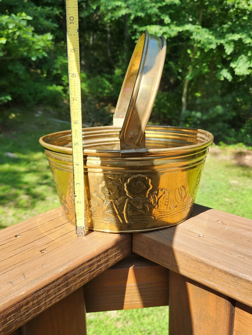 Brass Decorative Flower Basket / Planter with Handle